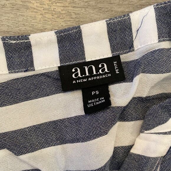 A.N.A striped casual button down with front pockets size Small Petite - Picture 4 of 7